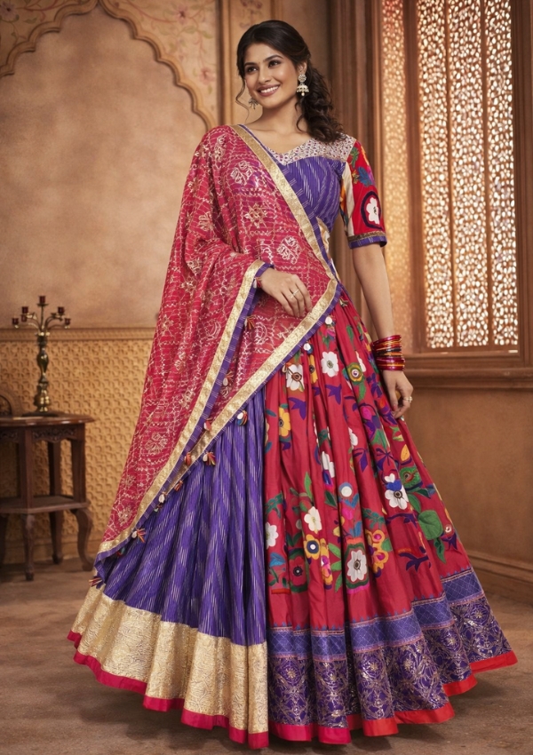 Purple Red Festive Navratri Choli